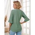 thumbnail image 4 of Weardear Women's Ruffle 3/4 Sleeves Tops Summer Fall V Neck Shirt Dressy Casual Loose Tunic Tops, 4 of 5