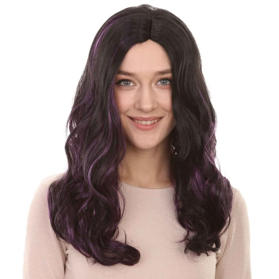 Superhero Womens Wig | Black Purple Sexy Cosplay Party Wig | Premium Breathable Capless Cap