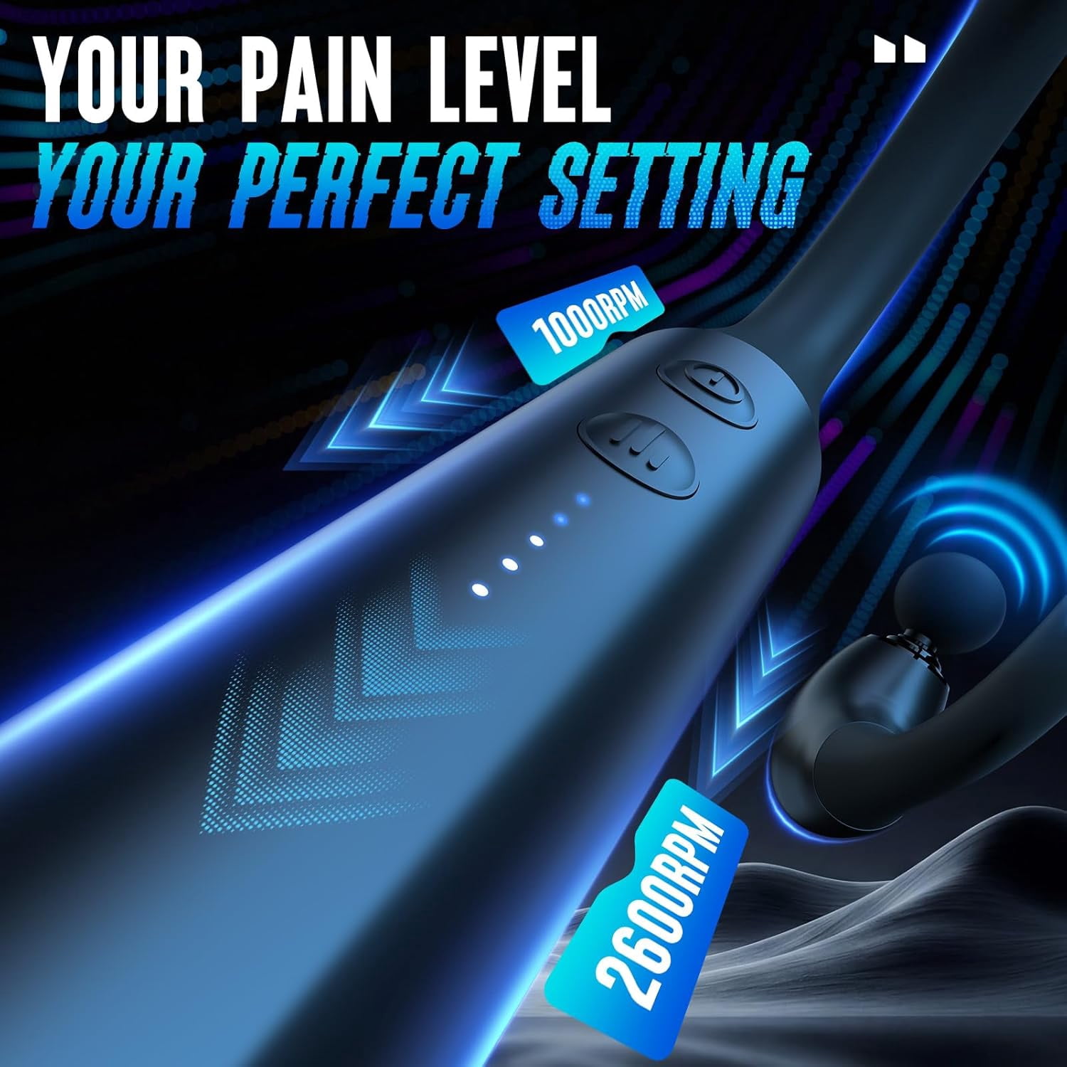 Deep Tissue Massage Gun with Extension Handle 10mm Percussion Muscle Massager for Neck Shoulders Back Legs Portable Pain Relief Device