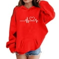 thumbnail image 3 of RUTAYY Girls Hoodies Long Sleeve Personality Print Comfortable Casual Wear with Pocket Vacation Hooded Sweatshirt, 3 of 3