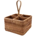 thumbnail image 6 of 2X Hand-Woven Wicker Straw Storage Basket Portable Four Compartment Classification Storage Fruit Basket Home Storage C, 6 of 8