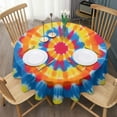 thumbnail image 3 of Colorful Tie Dye Mandala Round Tablecloth 60"x60",Wrinkle Wipeable Table Cloth for Kitchen Dining Room Picnic Patio Party, 3 of 6