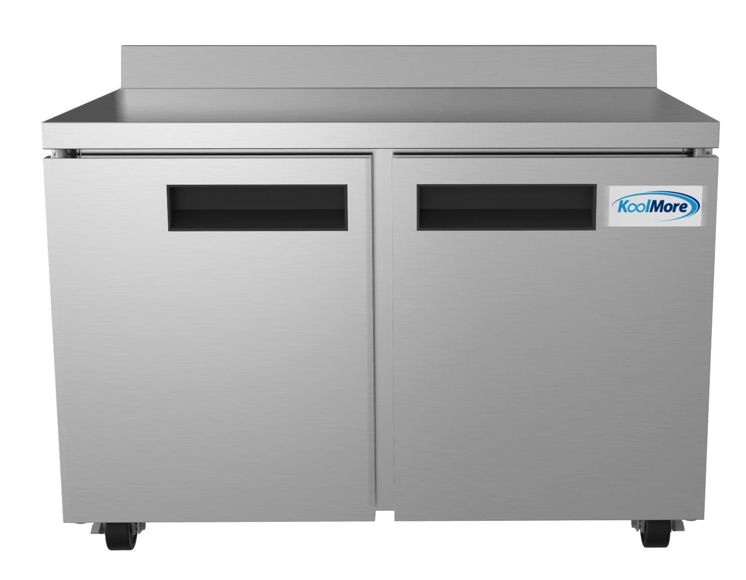KoolMore 48 in. Stainless Steel Two-Door Worktop Commercial Freezer with 3.5 in. Backsplash, 12 Cu. ft.
