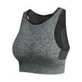 thumbnail image 6 of Women's High Neck Sports Bra Medium Impact Workout Top for Yoga & Running, Plus Size Full Coverage Wirefree Padded Longline Bra Grey XXL, 6 of 8