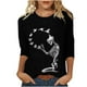 thumbnail image 1 of Moda mujer camiseta estampada de longitud media 3/4 mangas blusa cuello redondo casual tops Fridja  fjkfkj185, 1 of 5