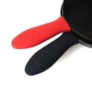 Crisbee Silicone Hot Handle Cover - Set of 2 - Black and Red - for Cast Iron Cookware
