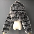 thumbnail image 2 of Abrigos y chaquetas de piel sintética recortados peludos de alta calidad para mujer, abrigo superior esponjoso con capucha, chaqueta de piel de invierno, abrigo femenino, 2 of 3
