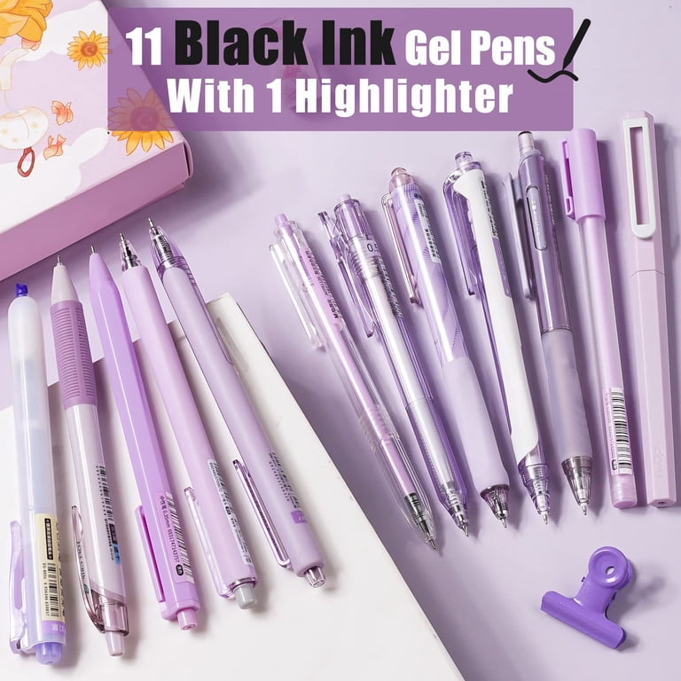 Four Candies Retractable Gel Pens Set, 11Pcs Black Ink, 0.5mm