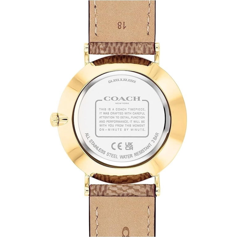 COACH 14503886 Gold Dial Brown Leather Strap Ladies 36mm  display picture 3