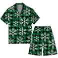 thumbnail image 2 of JIANJIA Mens Pajama Sets Christmas Print Silk Satin Lapel Short Sleeve Button Up Tops With Shorts Two Piece Underwear Homewear, 2 of 4