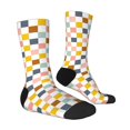 thumbnail image 2 of Goofa Colorful Checkered 1 Printed Men's Crew Socks, Soft Durable Breathable Moisture-Wicking with Odor Control Cotton socks, 2 of 9