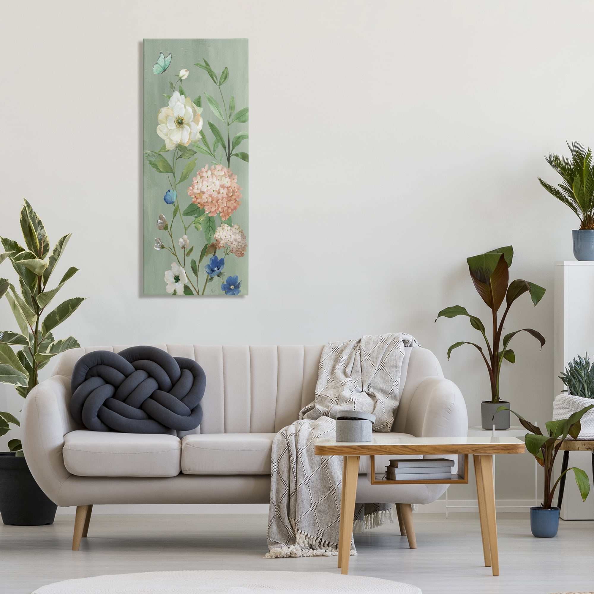 Stupell Industries Mint Floral Cluster & Butterfly Canvas Wall Art, design by Nan