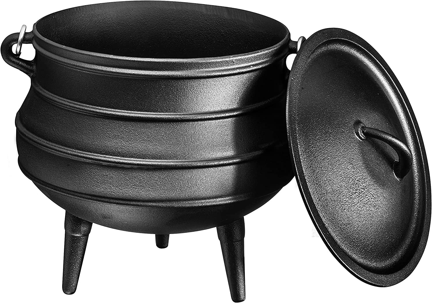 Bruntmor Pre-Seasoned Cast Iron Cauldron - Bruntmor African Potjie Pot with Lid - 3 Legs for Even Heat Distribution - Camping Dutch Oven Cookware for Over-the-Fire Cooking - 10 Quarts, X-Large