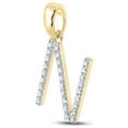 thumbnail image 2 of 14kt Yellow Gold Womens Round Diamond N Initial Letter Pendant 1/5 Cttw, 2 of 2