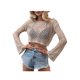 thumbnail image 5 of Txlixc Prendas de Punto de Lana para Mujer, Jersey de Punto de Manga Larga con Cuello Redondo de Malla de Color sólido para Damas, 5 Colores Txlixc Estilo de ocio, 5 of 8