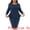 Navy Blue, variant on Women's Plus Size Peplum Pencil 3/4 Sleeve Flared Sheath Dress 3X Navy Blue