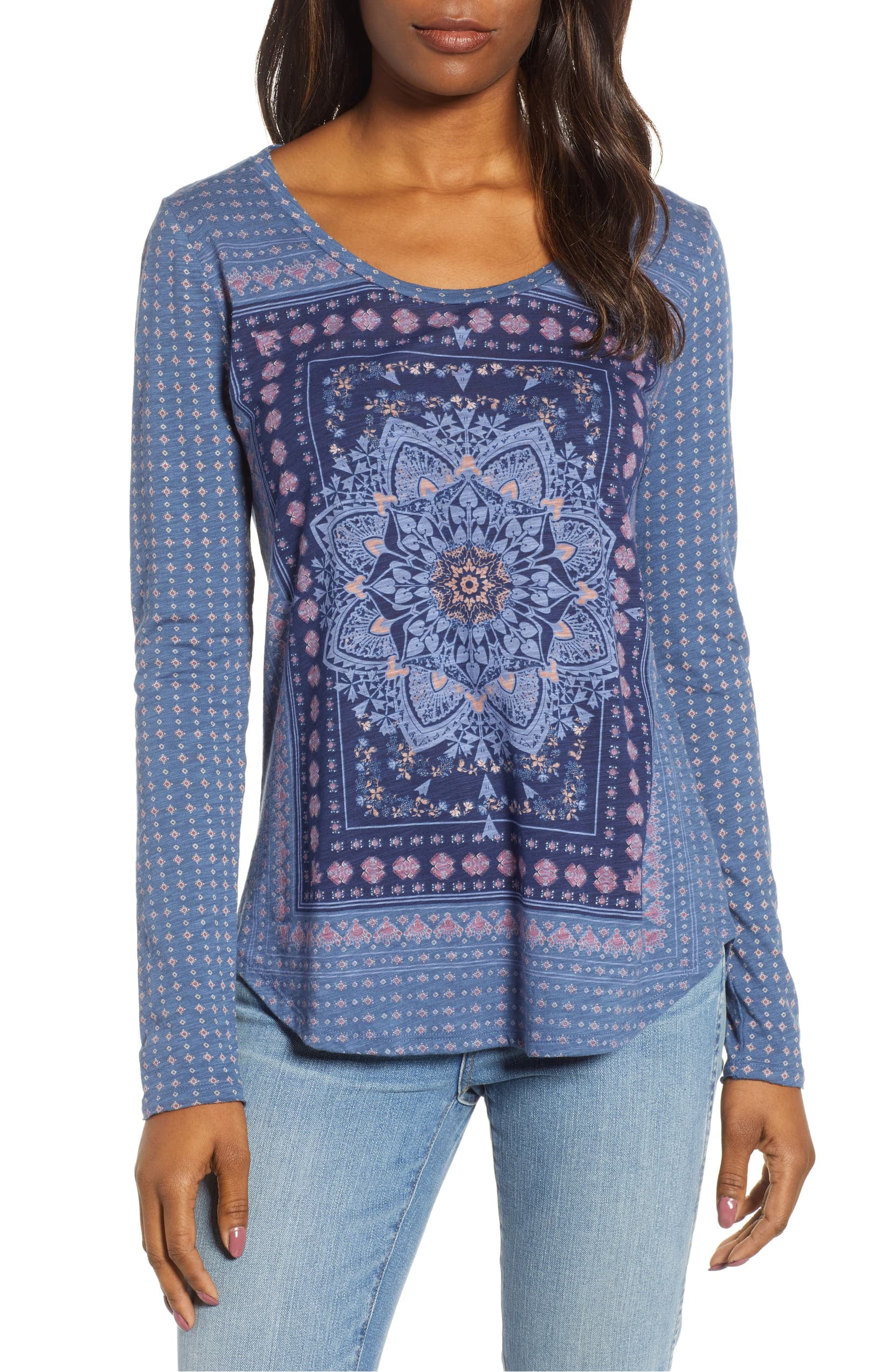 Lucky Brand - Lucky Brand | Graphic Medallion-Print Top | Blue | Size XL - Walmart.com - Walmart.com