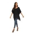 thumbnail image 4 of Beautybatik Black Women Solid Tunic Blouse Kaftan V neck Loose Top Plus Size 4X, 4 of 6