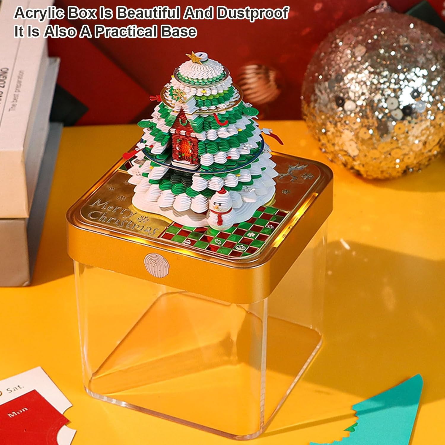 2026 Desk Calendar Colorful Lights Christmas Tree, 3D Sticky Notes Non-stick Post-it Note School Office Family Stress Reduction Calendar Best Gifts(Christmas Tree)