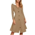 thumbnail image 2 of mfyjkho Vestidos para mujer, Vestido informal cómodo de manga larga con capucha y botones para mujer Vestidos de playa para mujer l, 2 of 6