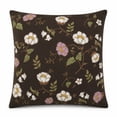 thumbnail image 2 of LOWLHOME Velvet Embroidered Floral Brown Decorative Pillow, 18" x 18", Embroidered Floral Decorative Cushion, Soft Square Accent Pillow for Bedroom Living Room, 2 of 6