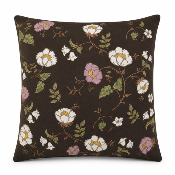 Miwamany 18 in x 18 in Brown Floral Embroidery Decorative Throw Pillow,Lumbar Throw Pillow for Bed Couch Bedroom Bench