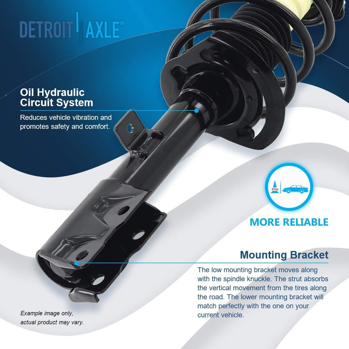 Detroit Axle - Front Strut kits for 2007-2012 Dodge Caliber Complete 2 Struts with Coil Spring 2008 2009 2010 2011 Replacement Left Right Quick Install Ready Struts Assembly