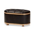 thumbnail image 2 of Baxton Studio Adana Dark Brown Faux Leather And Oak Brown Wood Storage Ottoman, 2 of 9