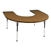 ECR4Kids 60in x 66in Horseshoe Everyday T-Mold Adjustable Activity Table Oak/Black - Toddler Ball
