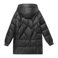 thumbnail image 3 of HTNBO Women Long Quilted Coat Winter Hooded Long Sleeve Puffer Padded Jackets Zip-up Warm Thicken Outerwear Pockets, 3 of 7