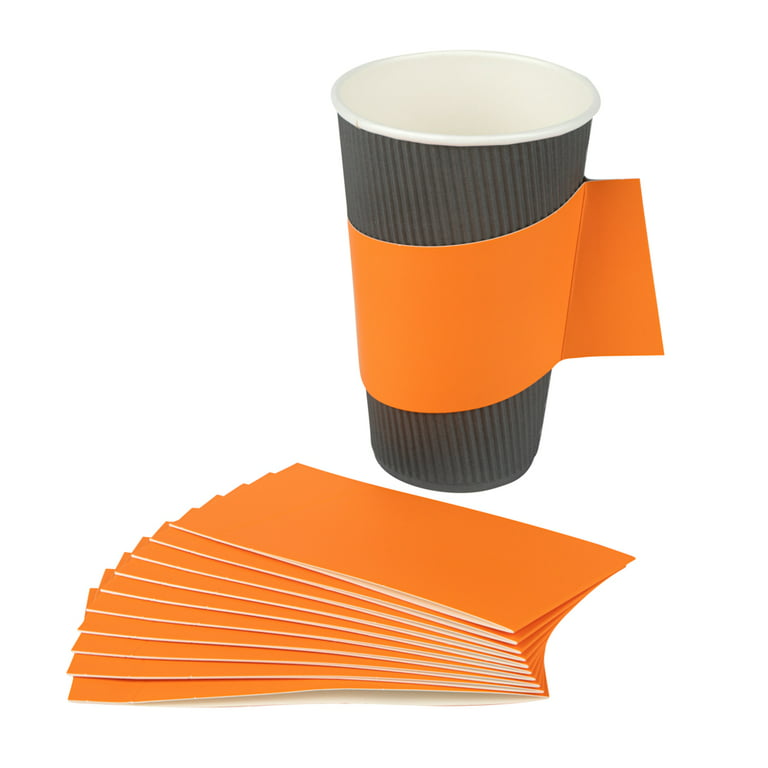 Restpresso Orange Paper Coffee Cup Sleeve - with Handle, Fits 12 / 16 / 20  oz Cups - 50 count box
