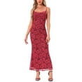 thumbnail image 2 of Vestido Maxi Floral Sin Mangas Bodycon de Cóctel para Mujeres INSPIRE CHIC S Rojo, 2 of 6