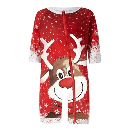 

Nomeni Boys Girls Romper Jumpsuit Family Pajamas Christmas Deer Printed Sleepwear Matching Outfit Set Home Wear PJ s Loungewear