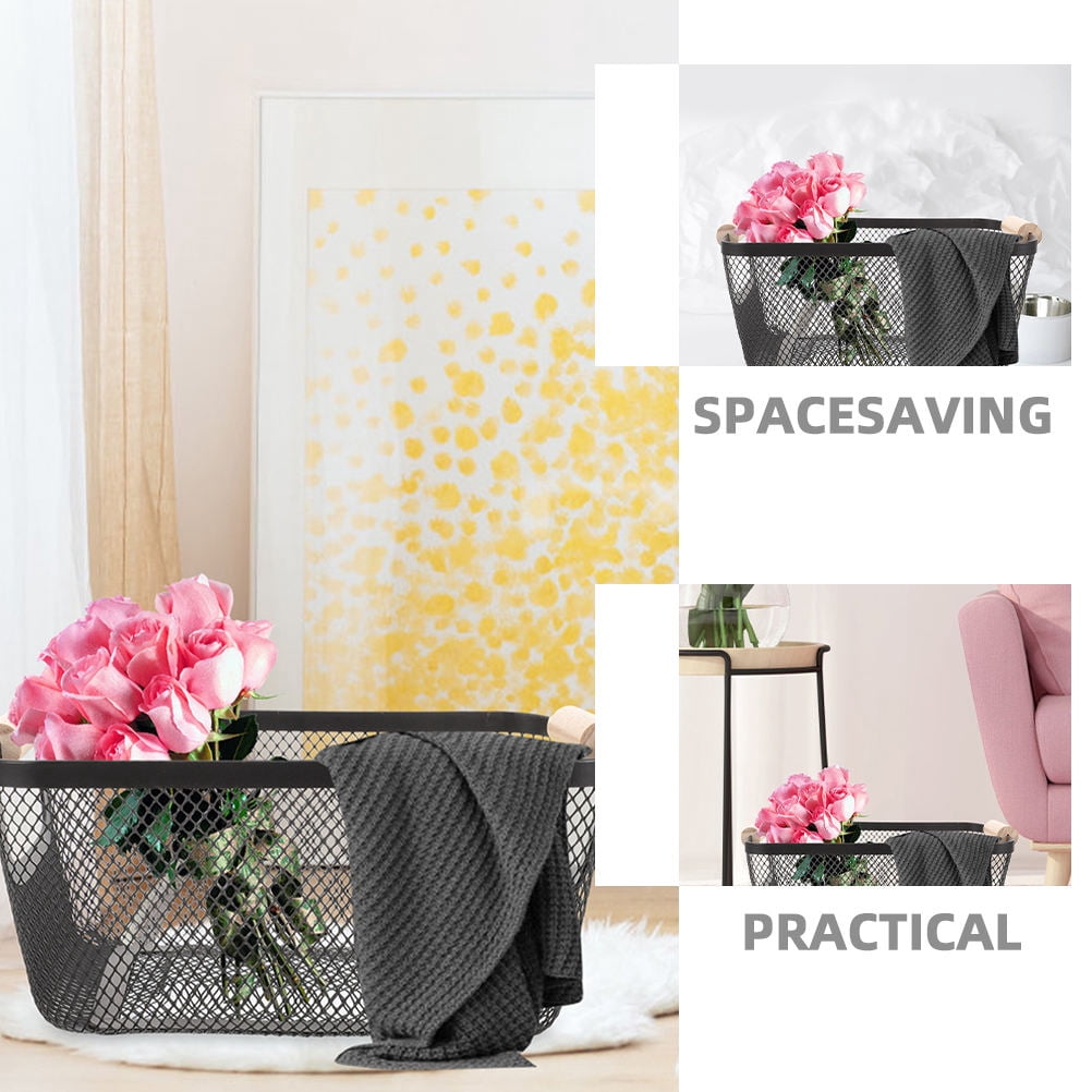 OFFIGAM Mesh Wire Basket for Storage Black Rectangular Basket Organizer for Kitchen Bathroom Home 1Pack