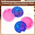 thumbnail image 3 of 4 Pieces Silicone Resin Mold Keychain Pendant Mold DIY Coaster Mold Crafts Casting Mold Coaster Clay Mold for Homemade Coaster Jewelry Making Tool and DIY Keychain Decoration, 3 of 7