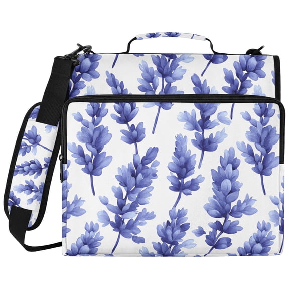 ALAZA Zipper Binder Purple Flower Lavender Pattern 2 inch 3 Ring 500 Sheet Capacity Trapper Keeper File Folder Organizer Bag