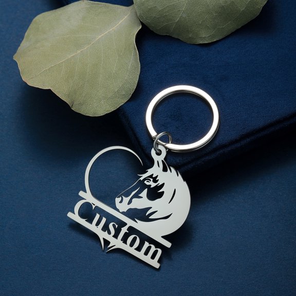 Cute Heart Horse Keychain Custom Name Key Chains Stainless Steel Animal Keyring Jewelry For Women Men Handbag Accessories