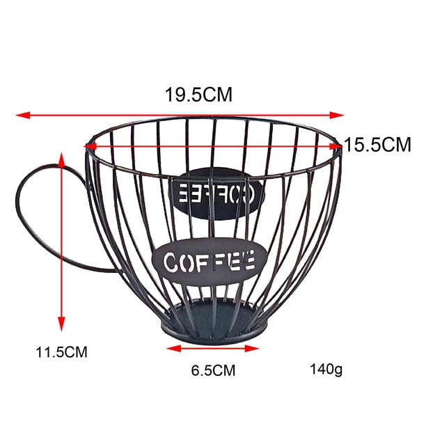 LOLPALONE Panier de rangement en forme de tasse de café pour capsules de fruits et de café, organiseur pour maison, café, hôtel, noir