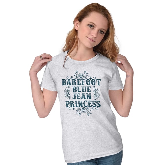 Country Barefoot Blue Jean Princess Womens Slim Fit Graphic Tee Brisco Brands L
