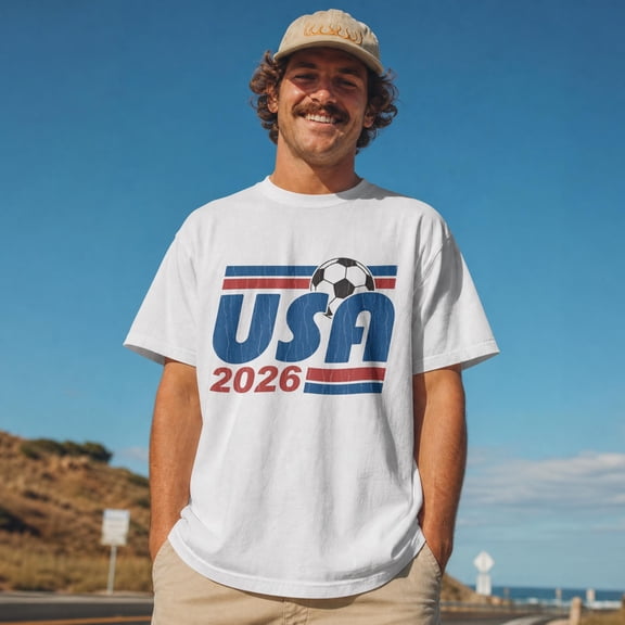 Teeso Vintage USA Soccer Shirt, Retro Football Tee, 70s Style American Top, Comfort Colors Sports Fan Support Unisex T-Sirt, Ash Grey S