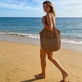 thumbnail image 6 of Summer Crochet Beach Tote Bag for Women Large Capacity Mesh Handbag Soft Foldable Shoulder Bag, 6 of 7