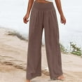 thumbnail image 2 of Gubotare Women High Waist Casual Wide Leg Long Pants Trousers (Brown,XXL), 2 of 5
