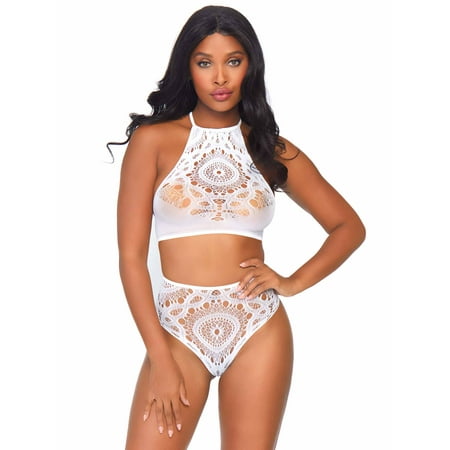 Leg Avenue Sleeveless Lace Halter Lingerie Set (Women s) 2 Pack