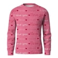 thumbnail image 3 of Fgvctg Valentine's Day Men's Ribbed Sweater Knit Crewneck Sweater Love Heart Print Romantic Pullover Slim Fit Long Sleeve Sweaters Oversized Spring Clothes Light pink 2XL, 3 of 5
