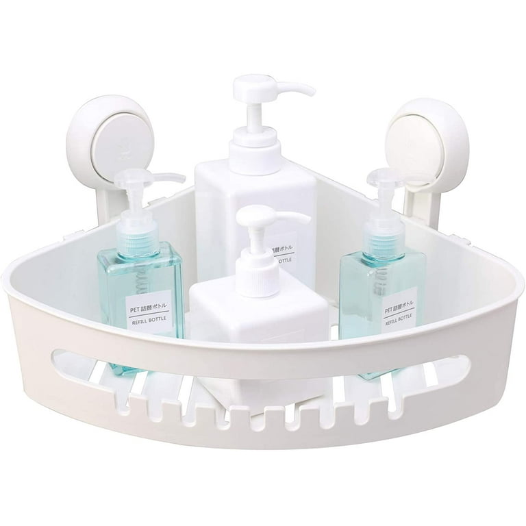 TAILI Suction Shower Caddy With 4 Hooks, Bathroom Shower Basket Wall  Mounted Shower Organizer for Shampoo, Body Wash,Conditioner, Plastic Shower  Rack