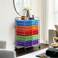 thumbnail image 3 of Topeakmart 20 Drawers Rolling Storage Cart Bin Organizer on Wheels Scrapbook Paper Office School Organizer, Multicolor, 3 of 14