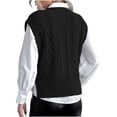 thumbnail image 3 of Women V Neck Sweater Vest Sleeveless Knit Solid Casual Ribbed Preppy Pullover Tops, 3 of 4
