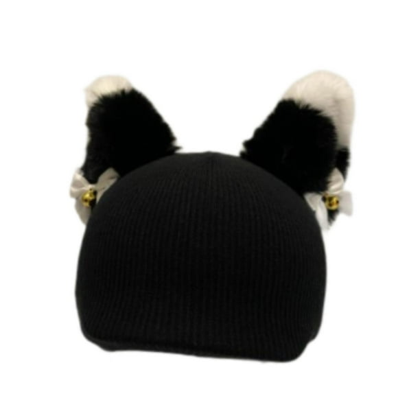 Funda para casco de esquí, protector de cabeza de invierno, creativa, suave, encantadora, cálida y decorativa. Oreja blanca y negra