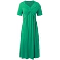 thumbnail image 4 of Robes de Printemps pour Femmes Décontractées Manches 3/4 Longue Robe Évasée Basique Plage Vacances Travail Maxi Robe 2025, 4 of 5