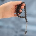 thumbnail image 3 of Rosario musulmán de peregrinación con cuentas de vidrio, cadena de mano para oración (negro), 3 of 7